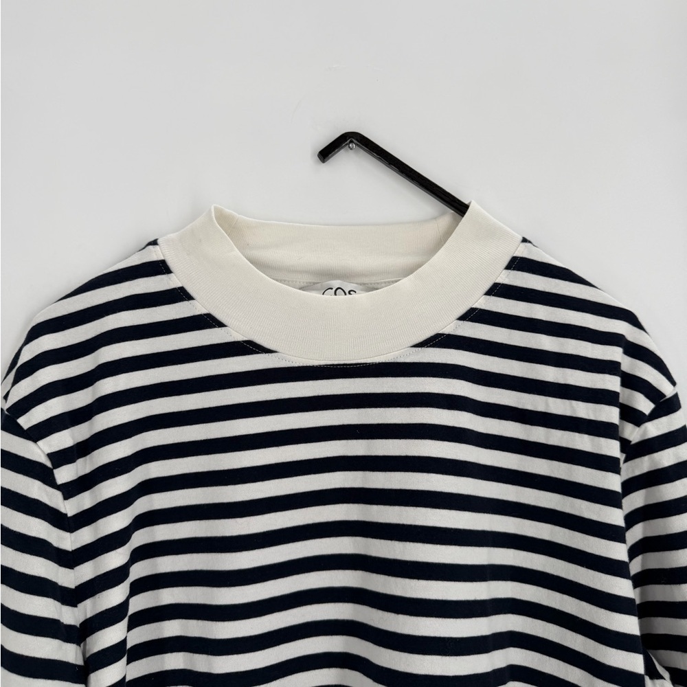 Cos Long Sleeved Mock Neck Striped T-Shirt